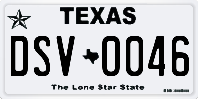 TX license plate DSV0046