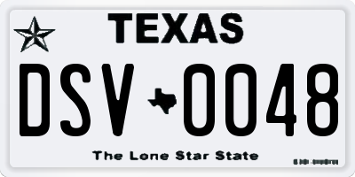 TX license plate DSV0048