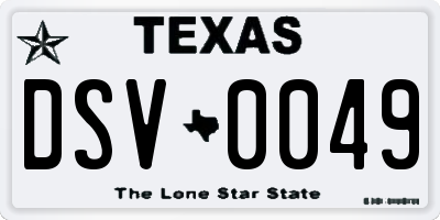 TX license plate DSV0049