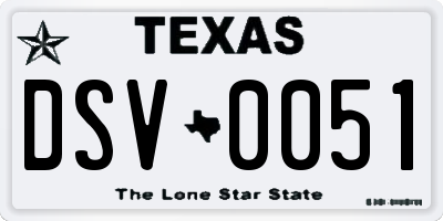 TX license plate DSV0051