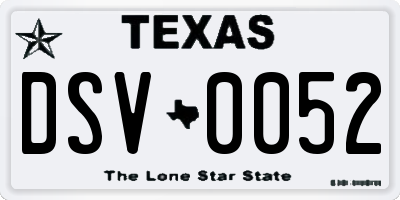 TX license plate DSV0052