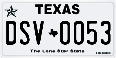 TX license plate DSV0053