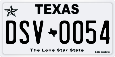 TX license plate DSV0054