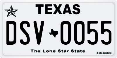 TX license plate DSV0055