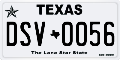 TX license plate DSV0056