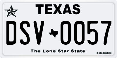 TX license plate DSV0057