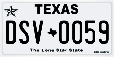 TX license plate DSV0059