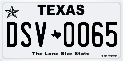 TX license plate DSV0065