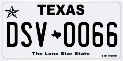 TX license plate DSV0066