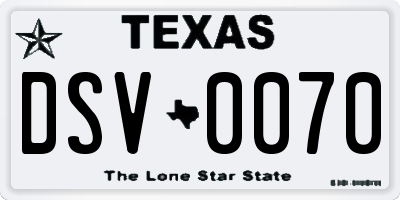 TX license plate DSV0070