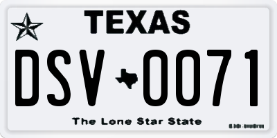 TX license plate DSV0071