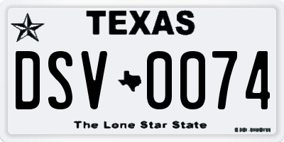 TX license plate DSV0074