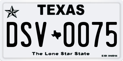 TX license plate DSV0075