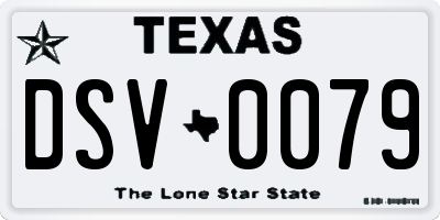 TX license plate DSV0079