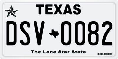 TX license plate DSV0082