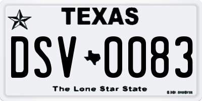 TX license plate DSV0083