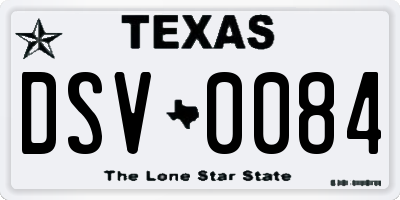 TX license plate DSV0084