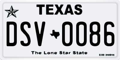 TX license plate DSV0086