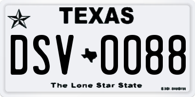 TX license plate DSV0088