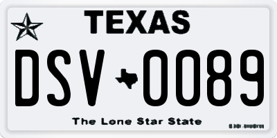 TX license plate DSV0089