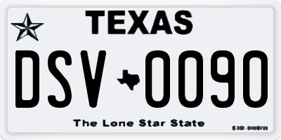 TX license plate DSV0090