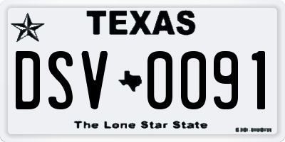 TX license plate DSV0091