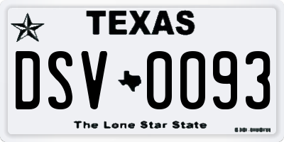 TX license plate DSV0093