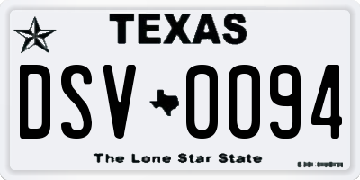 TX license plate DSV0094