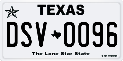 TX license plate DSV0096