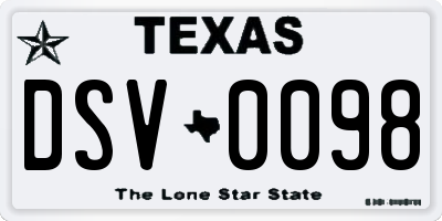 TX license plate DSV0098