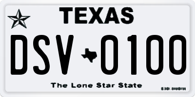 TX license plate DSV0100