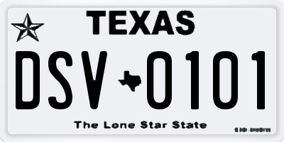 TX license plate DSV0101