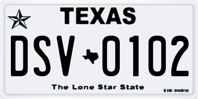 TX license plate DSV0102