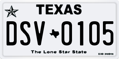 TX license plate DSV0105