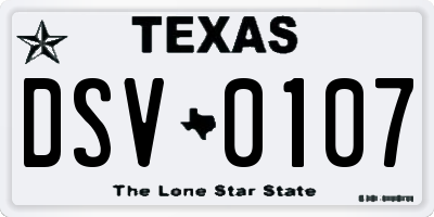 TX license plate DSV0107