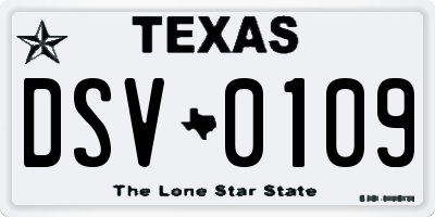 TX license plate DSV0109