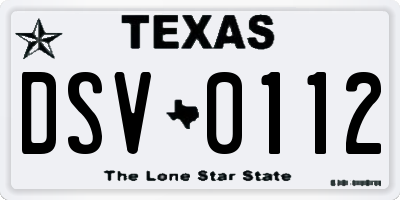 TX license plate DSV0112