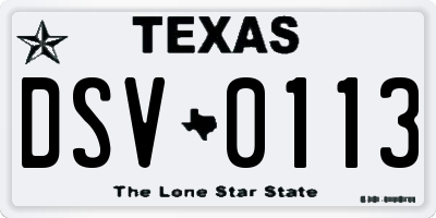 TX license plate DSV0113