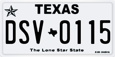 TX license plate DSV0115