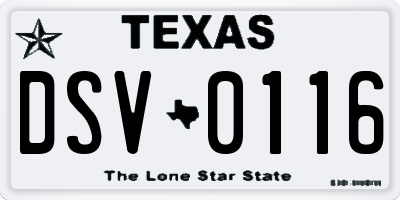TX license plate DSV0116