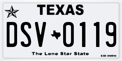 TX license plate DSV0119