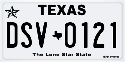 TX license plate DSV0121