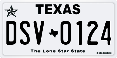 TX license plate DSV0124