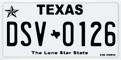 TX license plate DSV0126