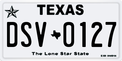 TX license plate DSV0127