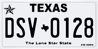 TX license plate DSV0128
