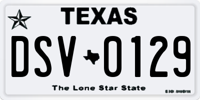 TX license plate DSV0129