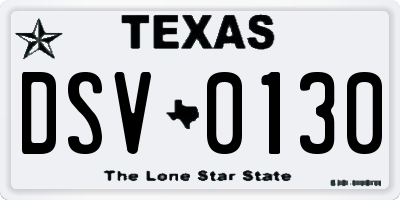 TX license plate DSV0130