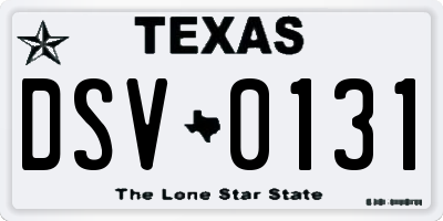TX license plate DSV0131