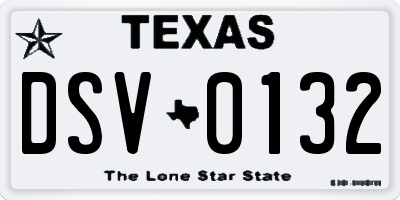 TX license plate DSV0132